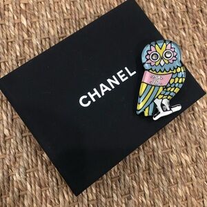 CHANEL Colorful Owl Resin Brooch Pin